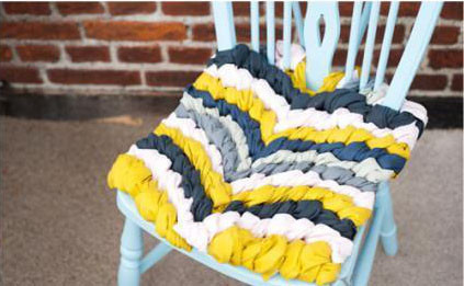 手工旧毛线旧衣物编织坐垫废物利用DIY图解
