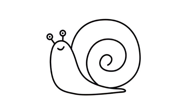 动物简笔画大全之可爱小蜗牛的画法步骤