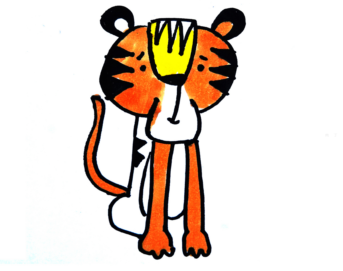 教你画色彩小老虎的画法图解 简单可爱简笔画图💛巧艺网