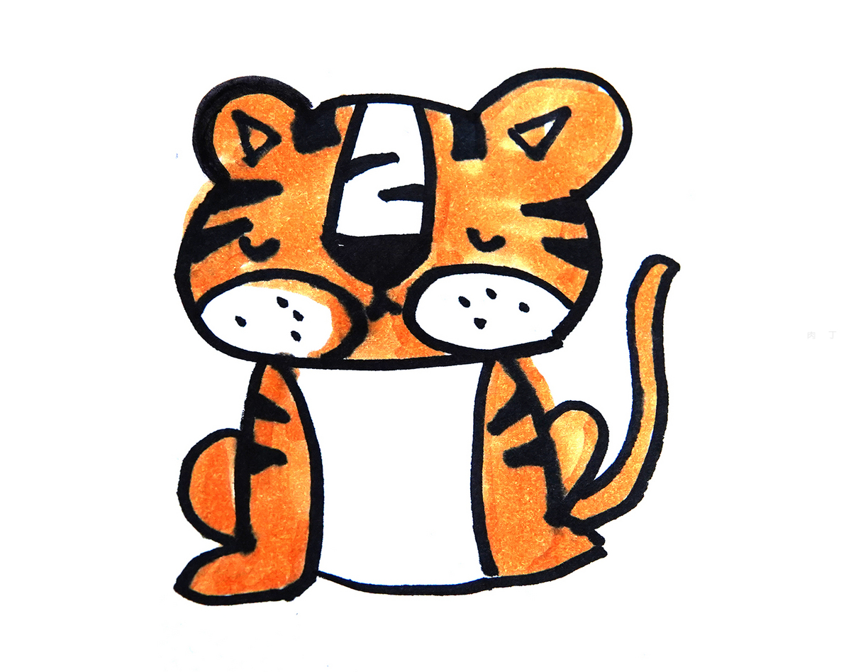 一步一步教你画小老虎的画法图解教程 简笔画图💛巧艺网