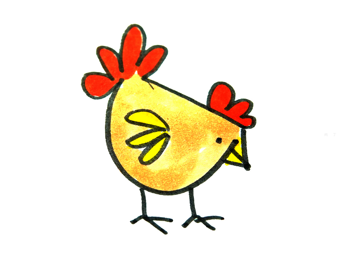 彩色胖母鸡简笔画画法图片步骤💛巧艺网