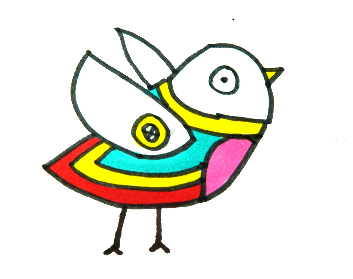 教你画可爱的巨嘴鸟简笔画的步骤图 幼儿园绘画基础 肉丁儿童网