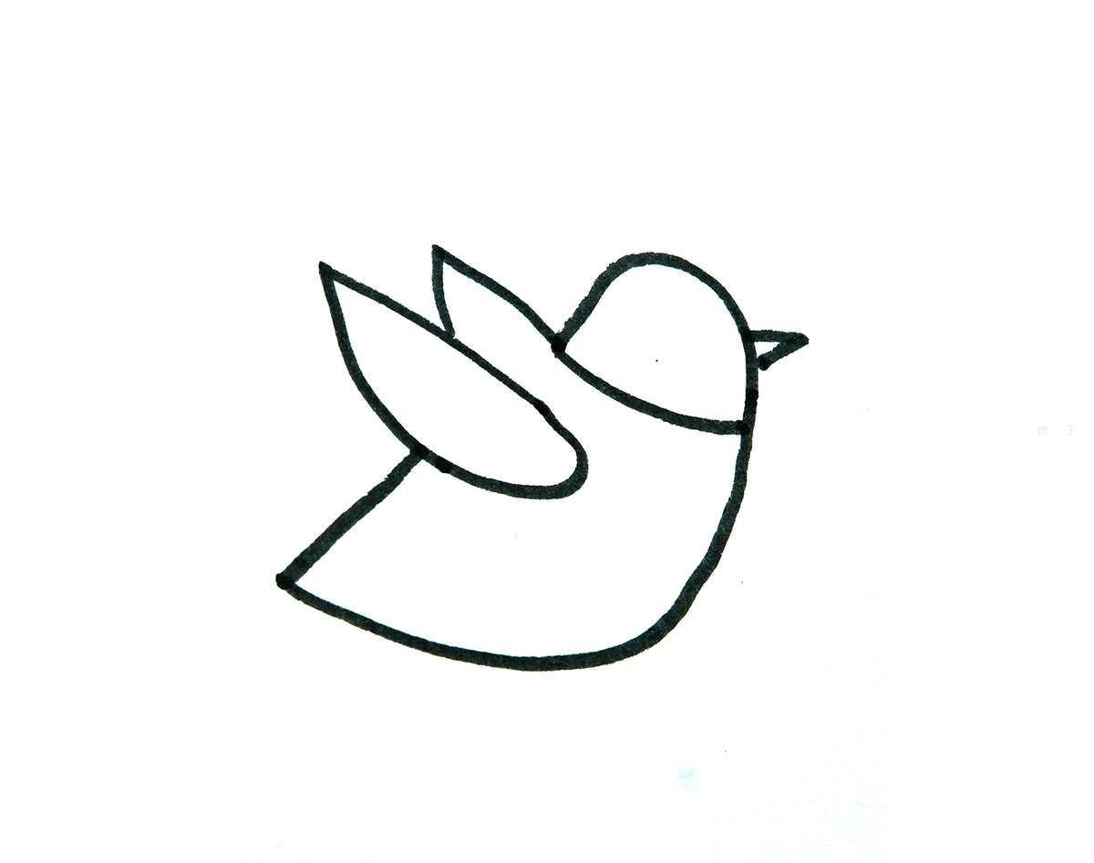 手绘有颜色小鸟的画法 儿童简单可爱简笔画图片 肉丁儿童网