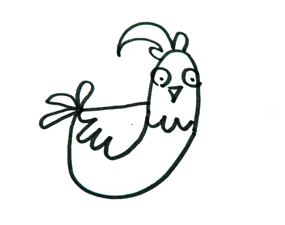 正面的小鸡简笔画画法图片步骤（大寒儿童绘画） - 有点网 - 好手艺