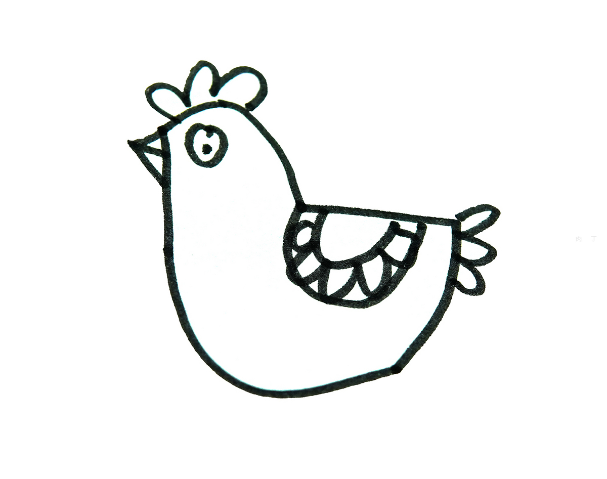 正面的小鸡简笔画画法图片步骤（大寒儿童绘画） - 有点网 - 好手艺