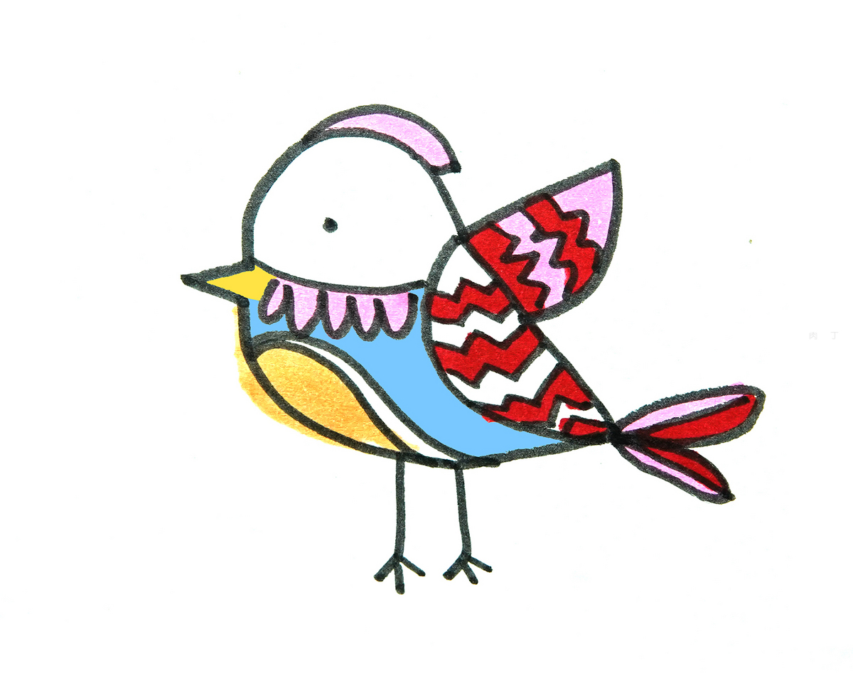 简笔画小鸟的画法步骤 简单可爱儿童画 肉丁儿童网