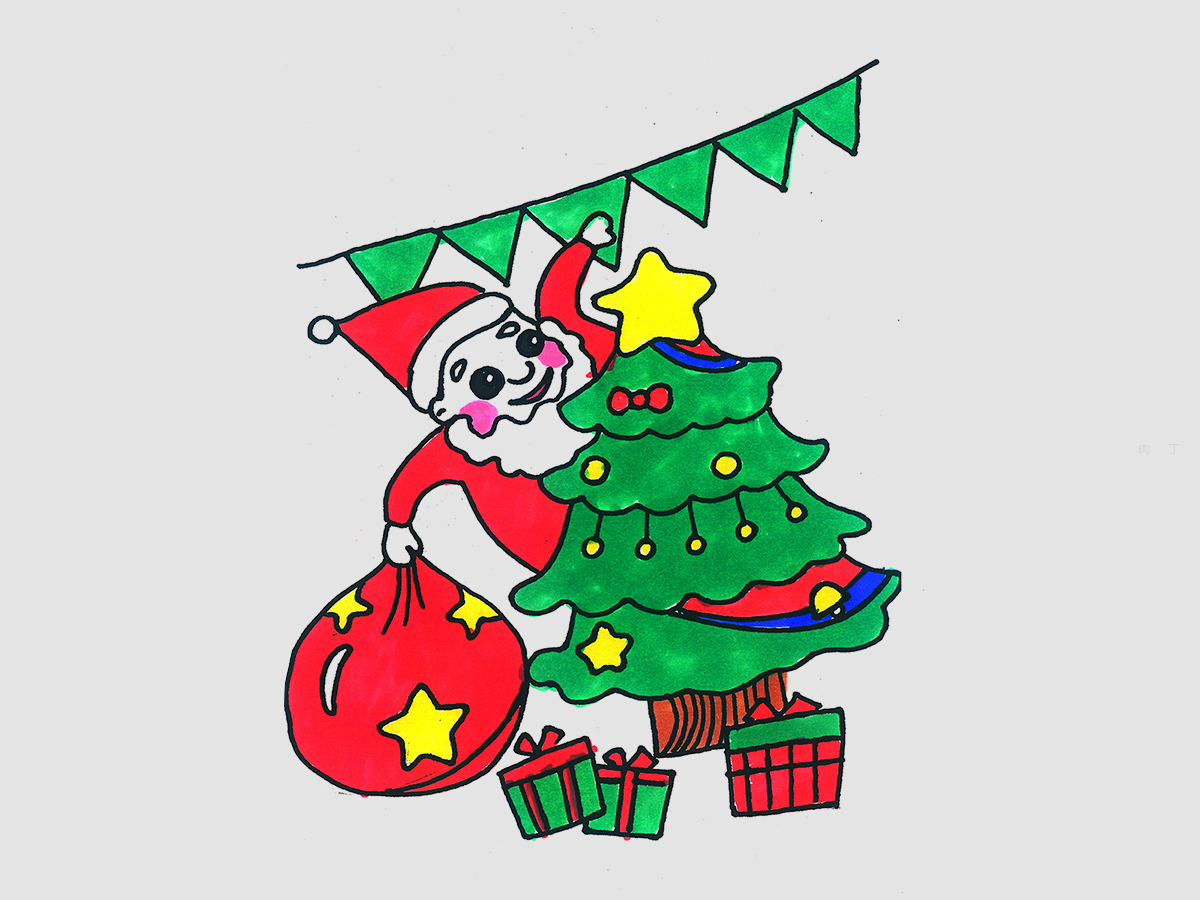 6岁儿童画教程 带颜色圣诞树怎么画最简单（瓢虫图片大全简笔画） - 有点网 - 好手艺
