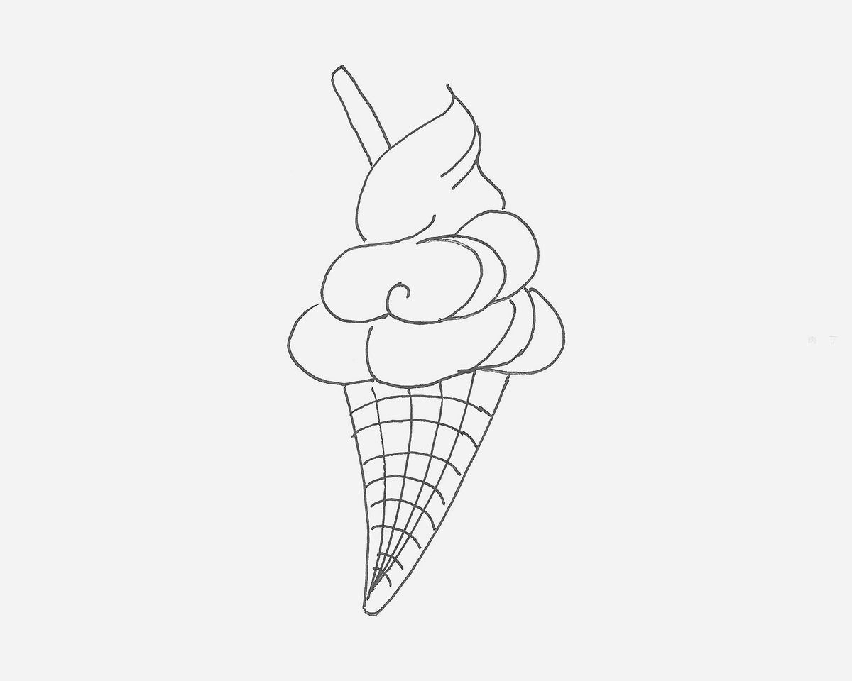 教你画甜筒冰淇淋简笔画 幼儿园DIY简单的简笔画 肉丁儿童网