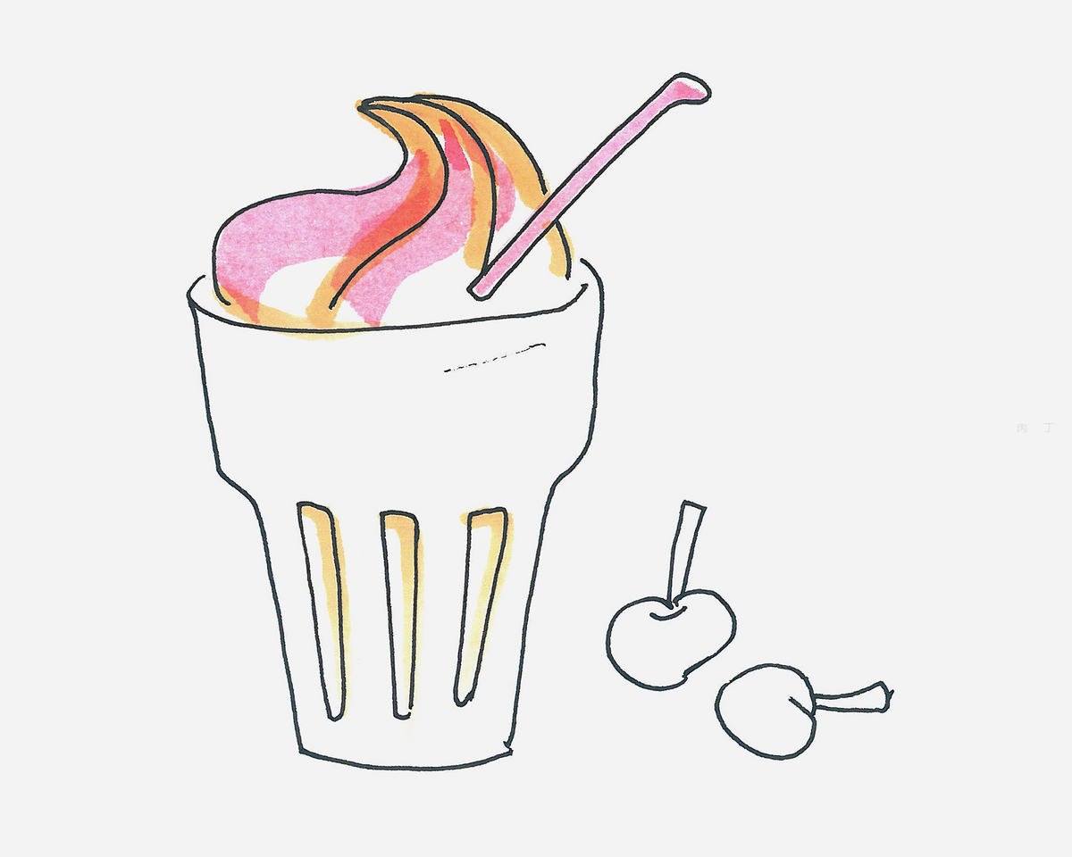 冰激凌简笔画怎么画 彩色食物简笔画图解教程 肉丁儿童网