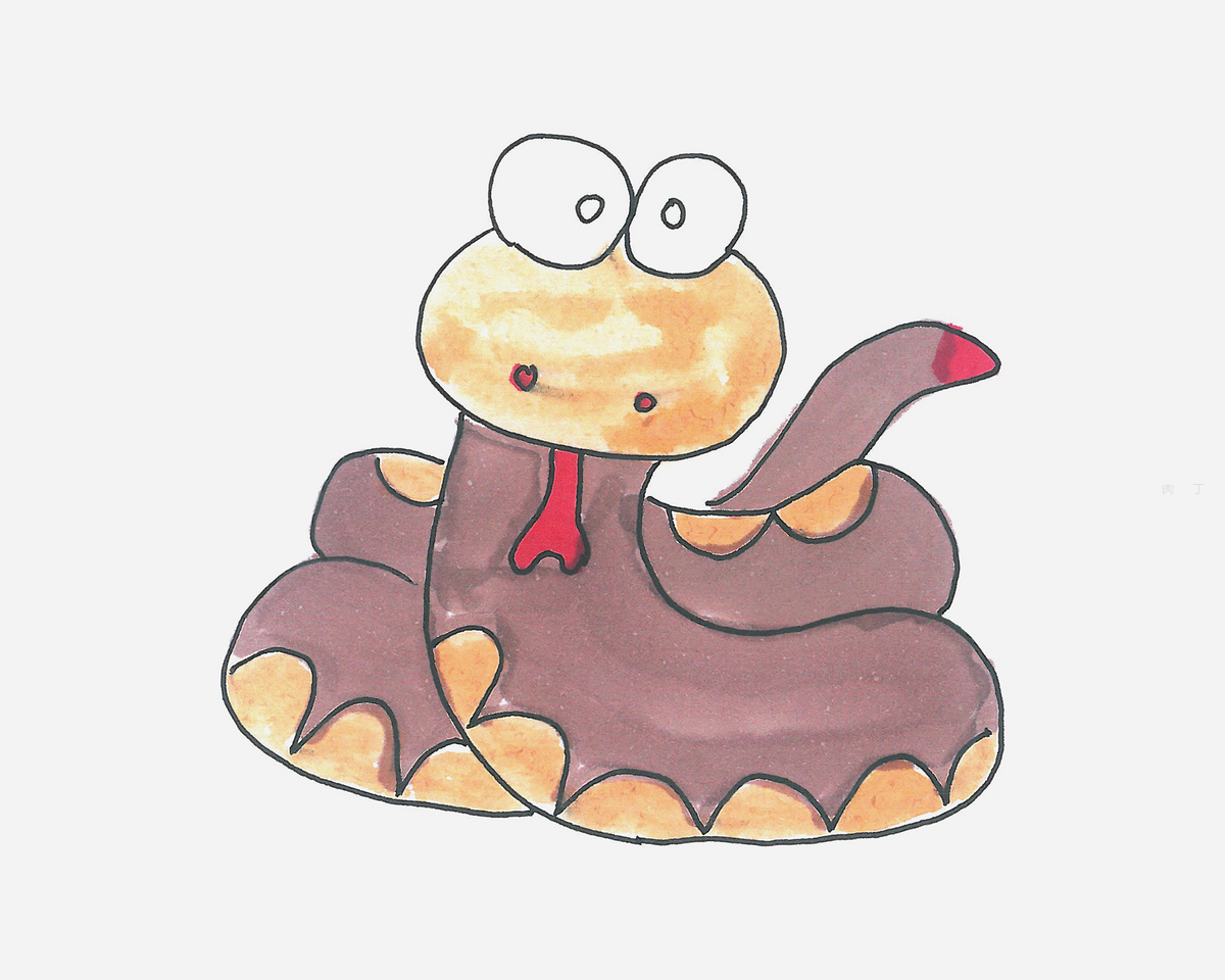 小蛇简笔画可爱简单步骤大全_幼儿园蛇的简笔画图片大全 - 水彩迷