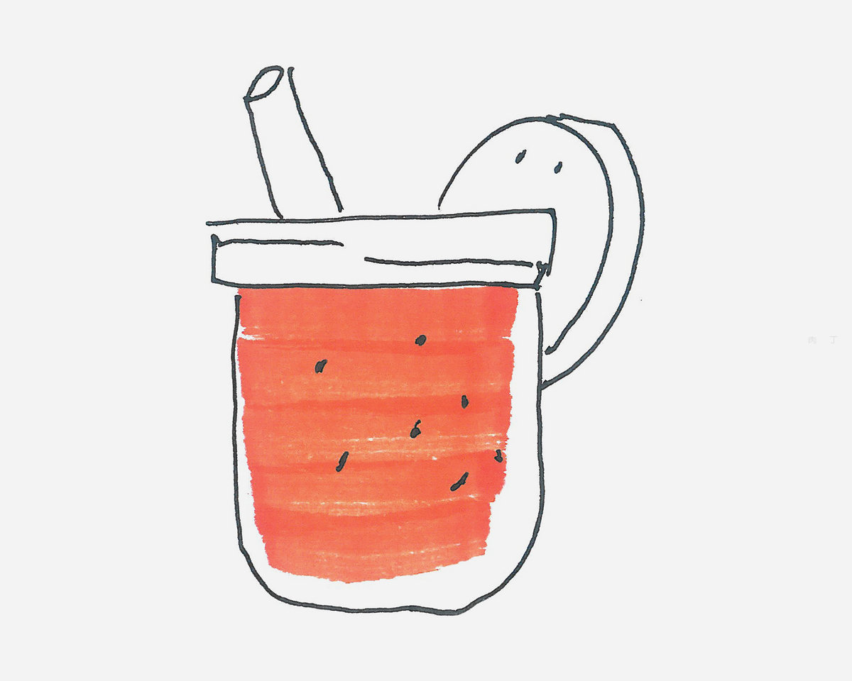 5岁简笔画优秀作品 可爱果汁饮料的画法图解💛巧艺网