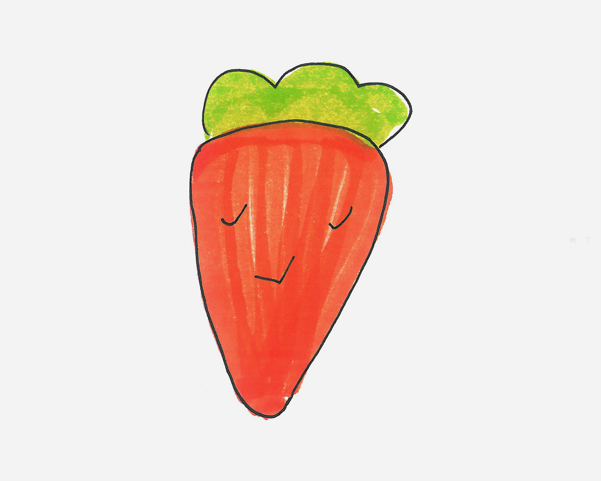 儿童蔬菜简笔画胡萝卜的画法绘画分解步骤 肉丁儿童网