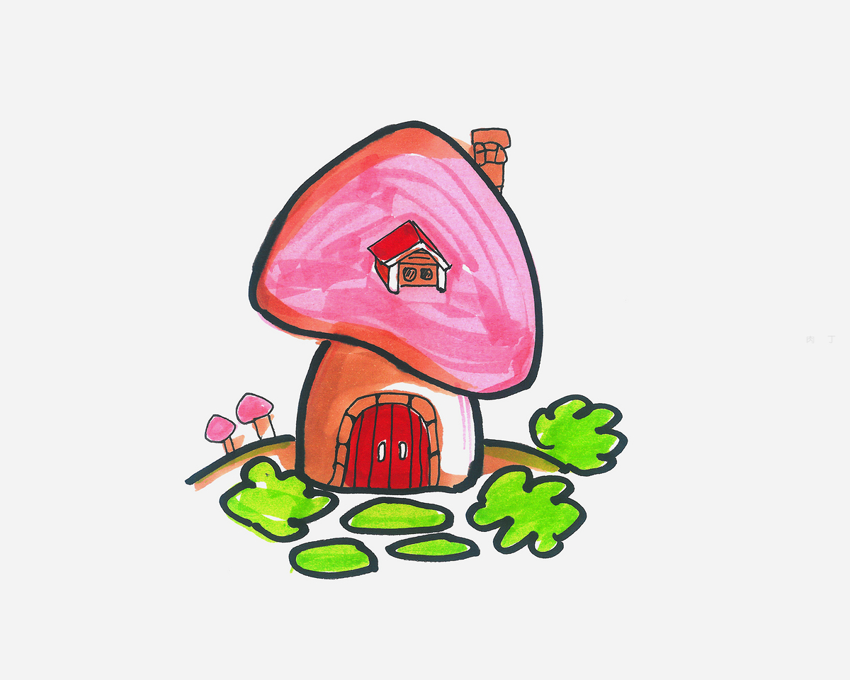 儿童学画蘑菇房子简笔画画法图片步骤（儿童绘画美人鱼图片） - 有点网 - 好手艺