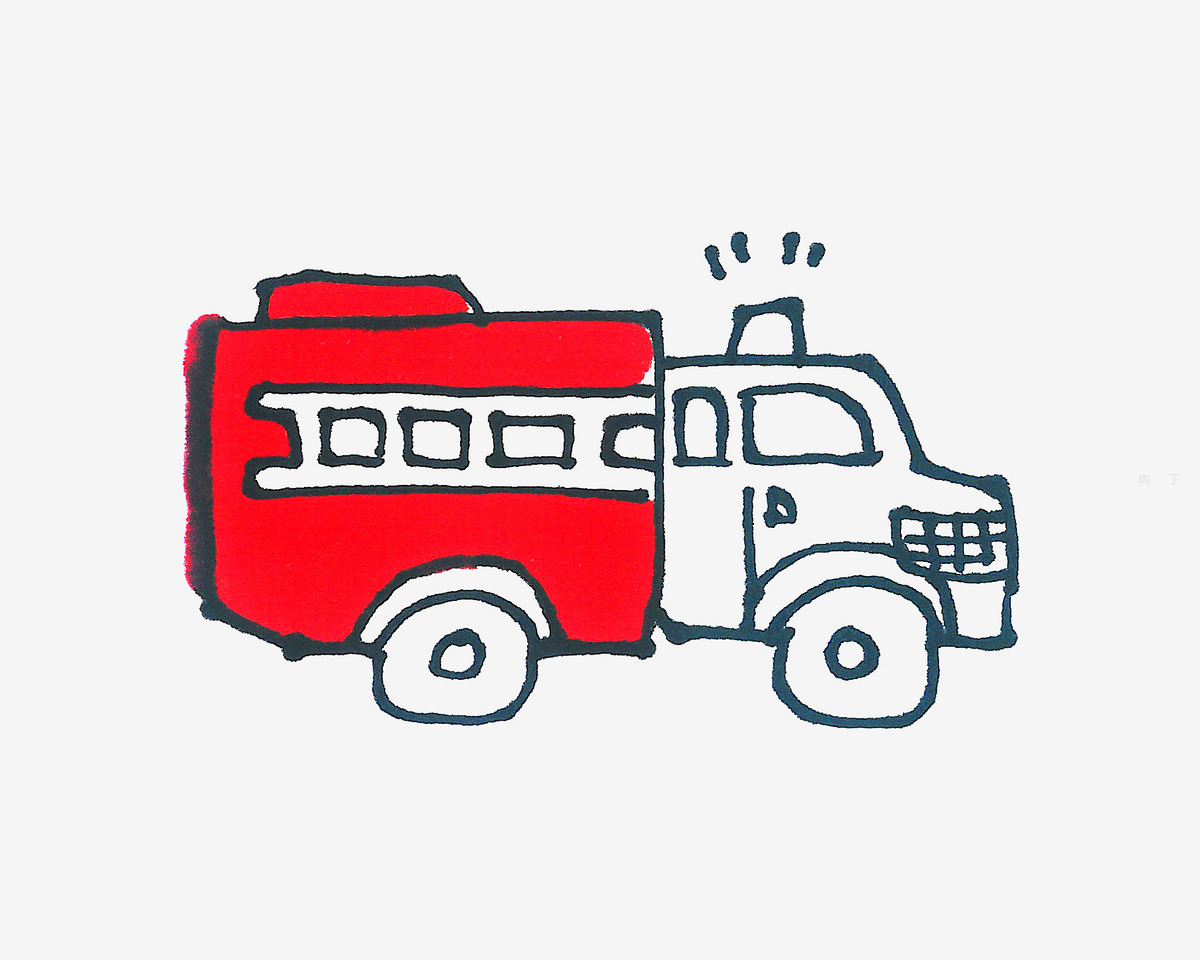 行驶的消防车简笔画画法图片步骤（儿童绘画活动） - 有点网 - 好手艺