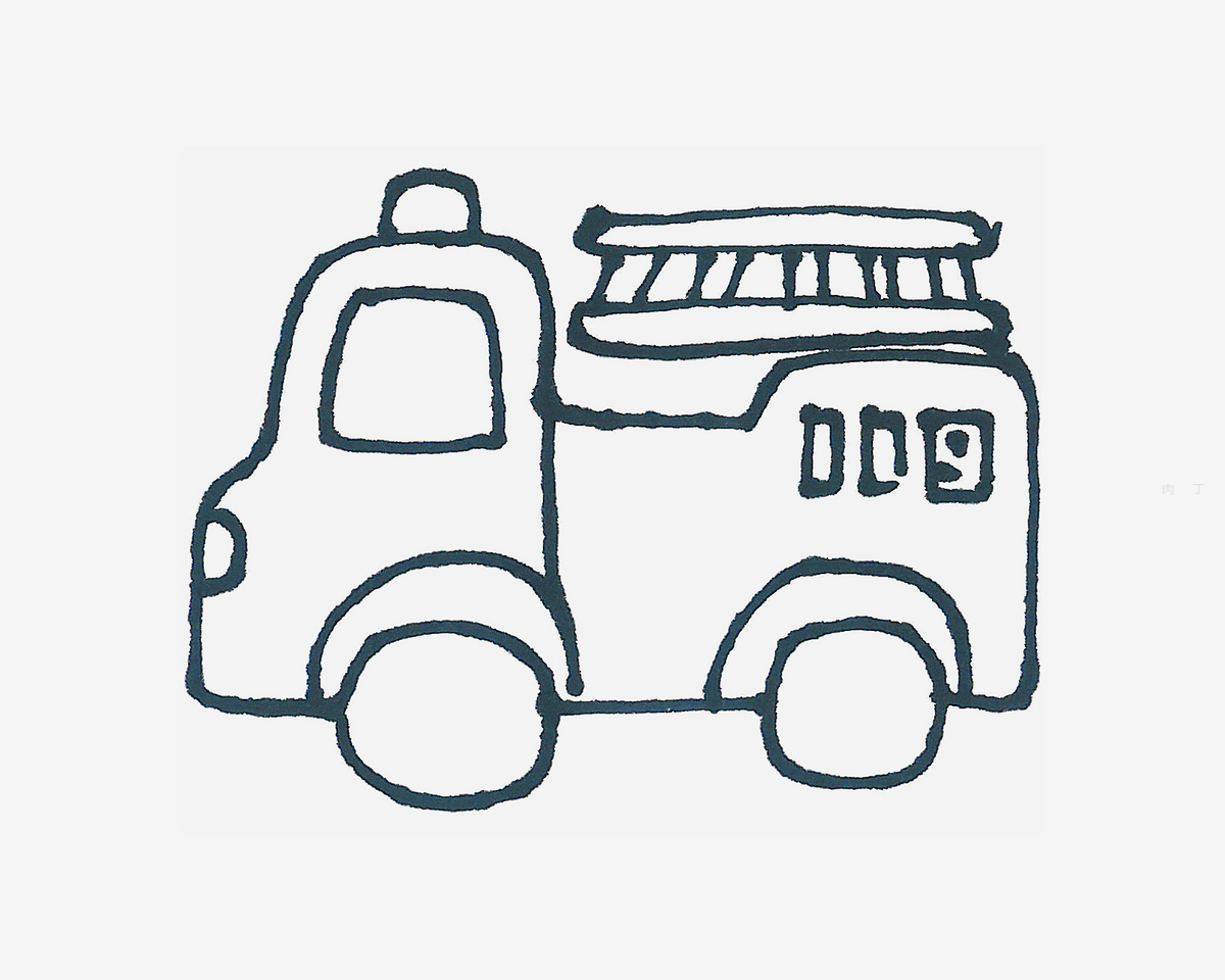 简笔画消防车的画法,简笔画动画教程之消防车的绘画分解步骤 肉丁儿童网