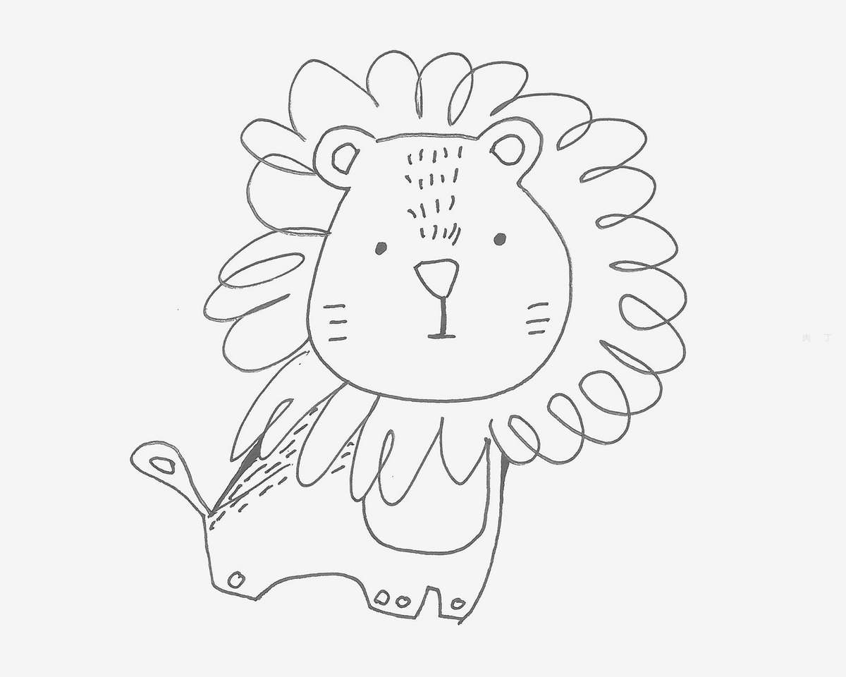 可爱的狮子简笔画步骤图解_狮子简笔画