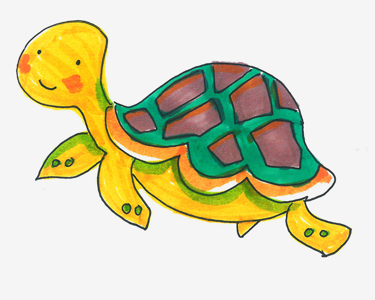 简单的幼儿园动物简笔画 可爱的小乌龟简笔画步骤图 肉丁儿童网
