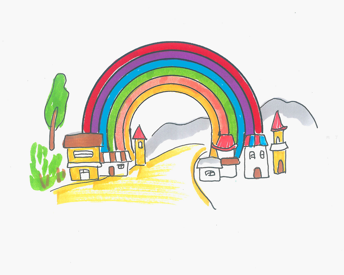 5-8岁儿童画作品 卡通小彩虹的画法图解教程（美人鱼的儿童画） - 有点网 - 好手艺