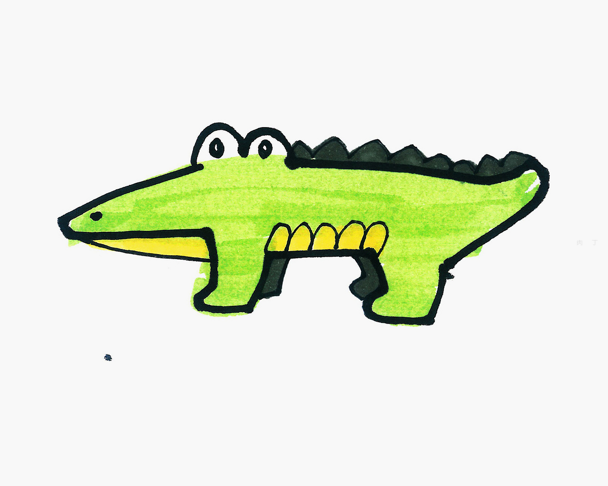 彩色儿童画大全 趣味简笔画鳄鱼怎么画步骤图💛巧艺网