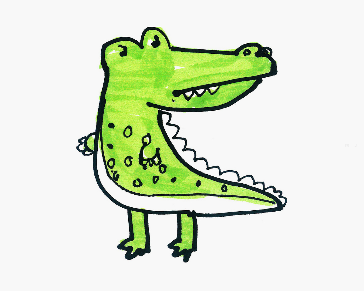 傻傻的鳄鱼简笔画画法图片步骤💛巧艺网
