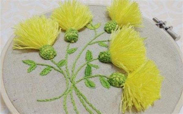 立體刺繡:菊花的簡單繡法diy圖片教程