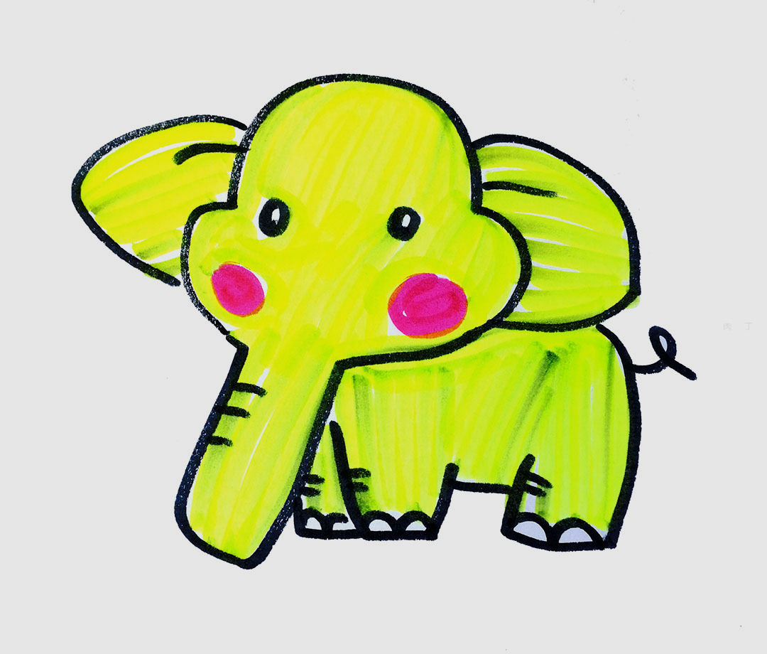可爱的大象简笔画步骤图解_大象简笔画