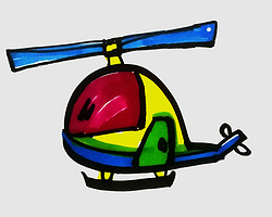 简单儿童画水彩画作品图片教程 直升飞机的画法