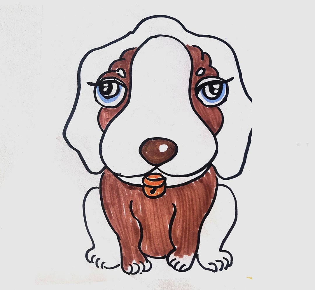 动物儿童涂色简笔画 简单漂亮狗的画法图解 肉丁儿童网