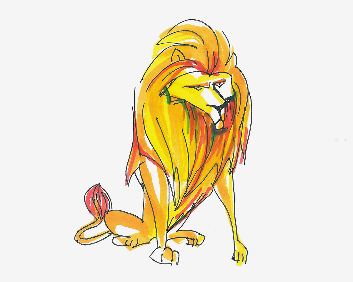 可爱的狮子简笔画步骤图解_狮子简笔画